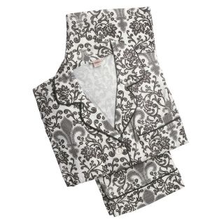 Bedhead Large Black White Fleur de Lis Flannel Pajamas