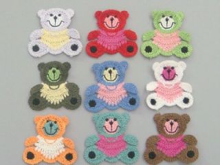 large crochet teddy bear appliques 9 colors a132