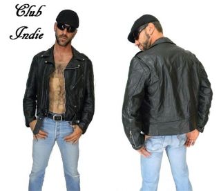 check it out beastly black leather bikerjacket no maker or size tag 
