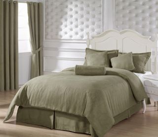   Green Microsuede Comforter Bed in A Bag Set Twin Size Bedding