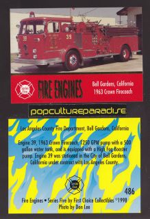   Pumper Fire Truck Engine Card Bell Gardens California CA