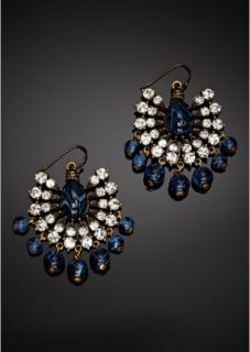 Ben Amun Blue Chandelier Crystal Drop Earrings New