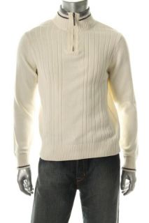 Geoffrey Beene New Ivory Fleece Mock Neck 1 4 Zip Pullover Sweater L 