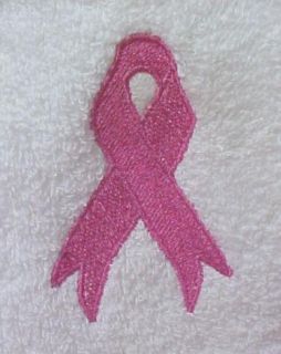 Pink Ribbon Embroidery Breast Cancer White Hand Towel