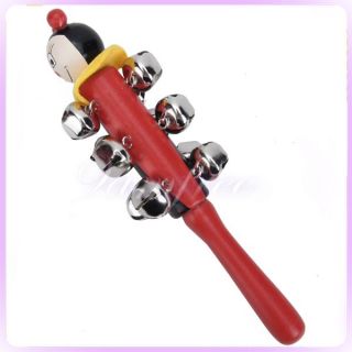 Wooden Handle Bell Shaker Tambourine Percussion Kid Toy