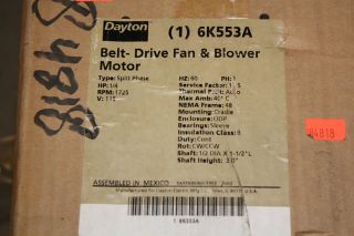  Split Phase 1 4HP 1725RPM Belt Drive Fan Blower Motor NIB