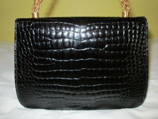 Authentic Vintage Designer GUCCI Black Crocodile Purse Bag A 