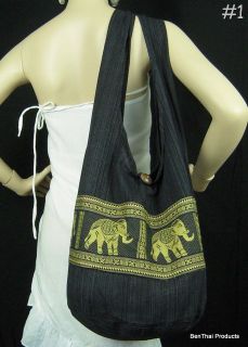 Hippie Hobo Sling Crossbody Bag Purse Elephant Messesger Thai Cotton 