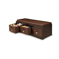   Bin Storage Organizer Padded Bench Seat Toy Box EXPRESSO~ 90910~ NEW