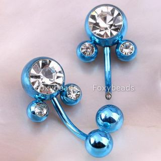 1x Blue Mickey Mouse Belly Button Ring Navel Bars Jewel