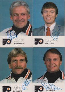 1986 87 Philadelphia Flyers Postcard Bernie Parent Autograph