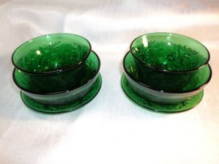 Vintage Green Depression Oatmeal Glass Set 6 Piece Lot