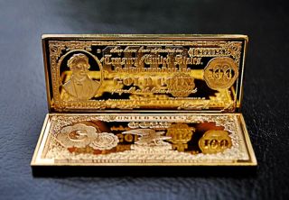 OZ 1884 SERIES $100 BENTON GOLD CERTIFICATE .999 FINE 24K GOLD 