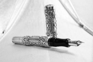 Aurora Benvenuto Cellini Sterling Silver Fountain Pen Stunning