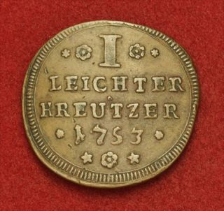 1753 Wurzburg Bishopric Karl Philipp Large Copper 1 4 Kreuzer Coin aXF 