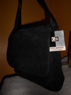 Giani Bernini Black Suede Leather Shoulder Handbag Purse