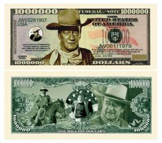 John Wayne Novelty One Million Dollar Bill The Duke