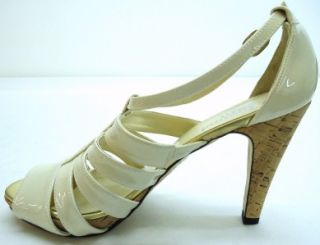 Beyond Skin Womens Delilah Ankle Strap Sandal Cream Natural Cork Size 