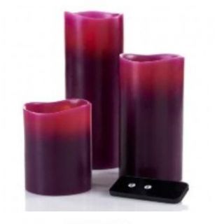 Nate Berkus Set of 3 Flameless Candles with Remote Purple Violet