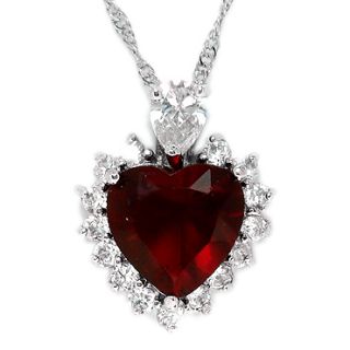 Christmas Gift Jewelry Red Ruby White Gold GP Pendant Necklace Neck 