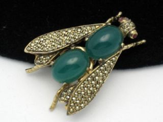 Vintage High Quality Les Bernard Cabochon Glass Figural Insect Brooch 