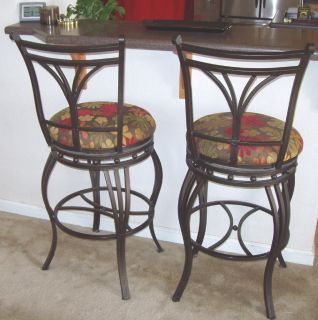 Swivel Barstools 30 High w Newly Upholstered Curvy Tuscan Design in 