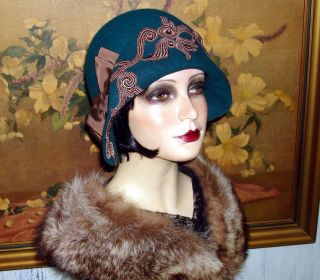 Elite Flapper Hat Cloche Couture OOAK Roaring 1920s Vintage Flair 