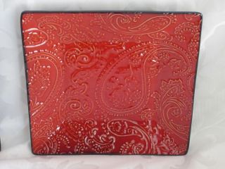 Valerie Bertinelli by Roscher Paisley Red Lace Salad Plates Set of 4 