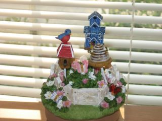 New candle topper,flowers, birds,several birdhouses,fence 