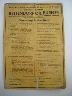 Metal Bettendorf Oil Burner Metal Sign