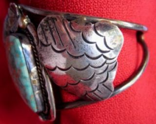   Morty Johnson Turquoise Silver Navajo Indian Bracelet W/Squarish Stone