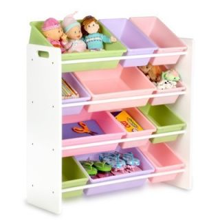 12 bin Kids Storage Organizer (White) rack pastel toy bins shelf craft 