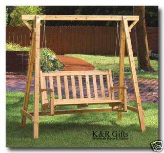 Outdoor Two Seat Pine Garden Swing Patio Furniture New