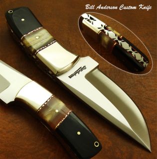 Bill Anderson 1 of A Kind Custom Made Skinning Knife Real Bull Horn 