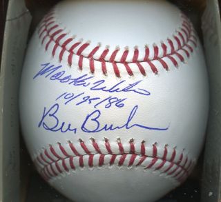 Bill Buckner / Mookie Wilson 10/25/86 Signed Official Selig Baseball 