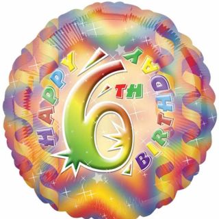    Colour Splash Streamers Party Happy 6th Birthday Round Foil Balloon