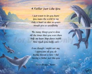   Dad Father Personalized Poem Birthday Fathers Day Gift Idea Dolphins