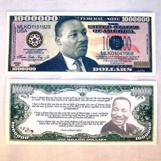 50 Martin Luther King Million Dollar Bill Joke Money Fake Phoney 
