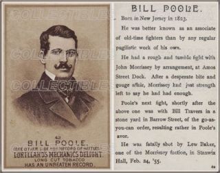 Boxing 1887 Bill Poole Boxer Tobacco Card Lorillard ★14RP Photo not 