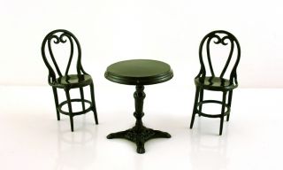   Miniature Wrought Iron Patio Cafe Bistro Table and Chairs Set 2894BR