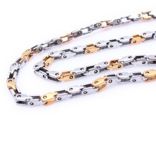 Stainless Steel Silver Gold Bike Chain Mens Necklace 22