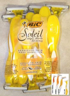 12 BIC Soleil Sensitive Skin Disposable Womens Razors Yellow Color New 