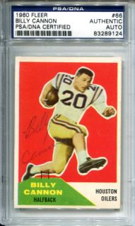 Billy Cannon Signed 1960 Fleer Autographed PSA/DNA Oilers LSU