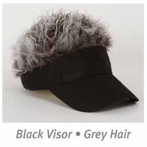 Billy Bob Flair Grey Gray Hair Black Hat Visor Funny Costume Accessory 