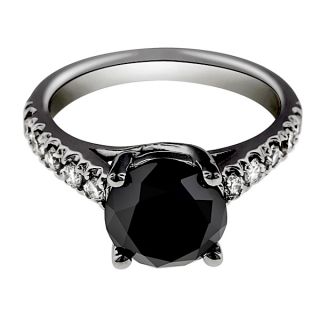 55 tcw 14k Black Gold Round AAA Halo Black Diamond Engagement Ring 