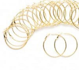 Wholesale Lot 12 Pair Big Hoop 40mm Gold Earrings
