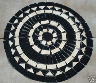 24 Black Granite Mosaic Marble Medallion Floor Tile Art