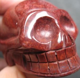Big Indian Bloodstone Crystal Gemstone Skull Carving