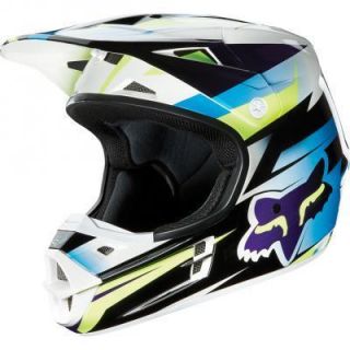   2013 Racing Costa Youth Large V1 Helmet Blue White Black Dirt Bike ATV