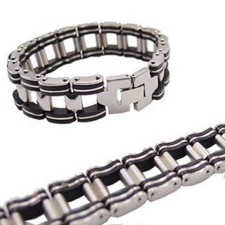 Mens Silver Stainless Steel Bicycle Chain Bracelet SB5
